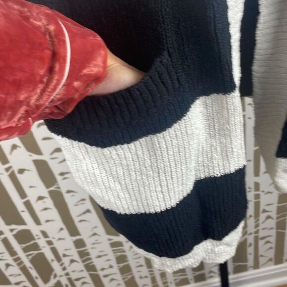 Vince Camuto Short Sleeve Striped Open Front Cardigan Sweater XL - Picture 6 of 8